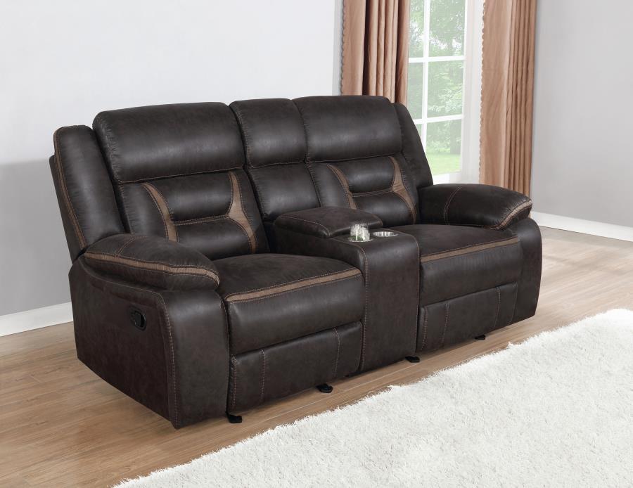 Greer Upholstered Motion Reclining Loveseat Brown-2