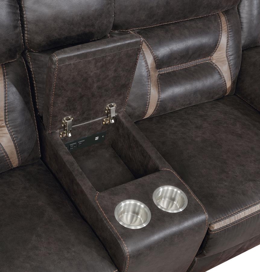 Greer Upholstered Motion Reclining Loveseat Brown-zoom-5