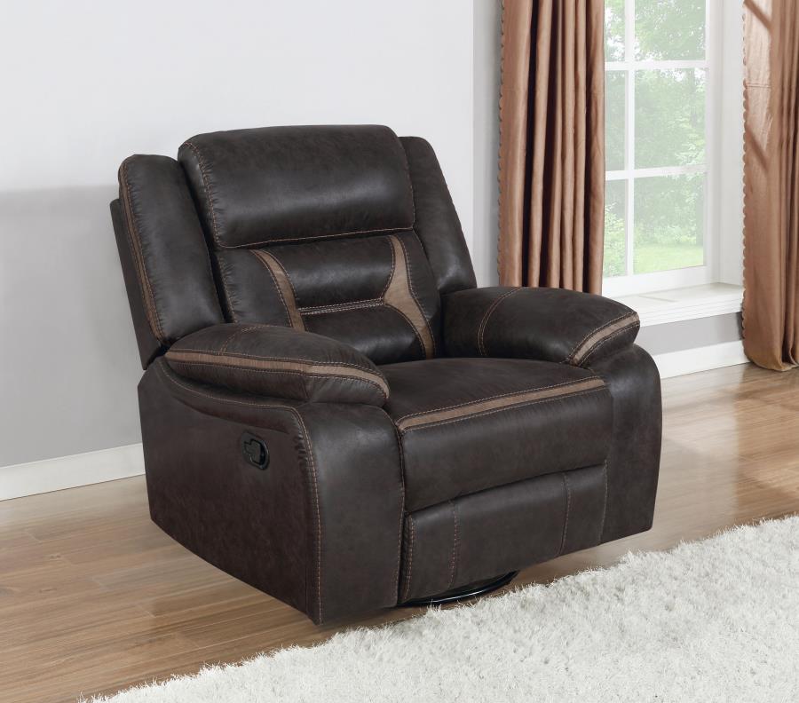 Greer Upholstered Swivel Glider Recliner Chair Brown-zoom-2