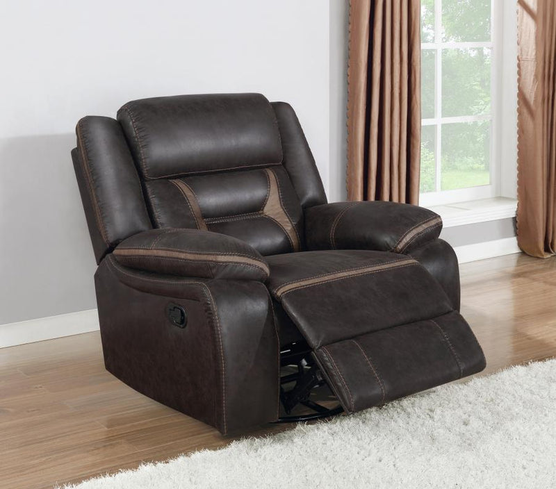 Greer Upholstered Swivel Glider Recliner Chair Brown-zoom-