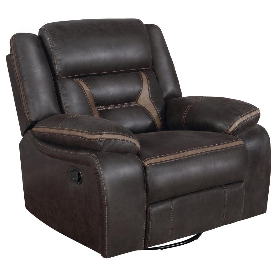 Greer Upholstered Swivel Glider Recliner Chair Brown-1