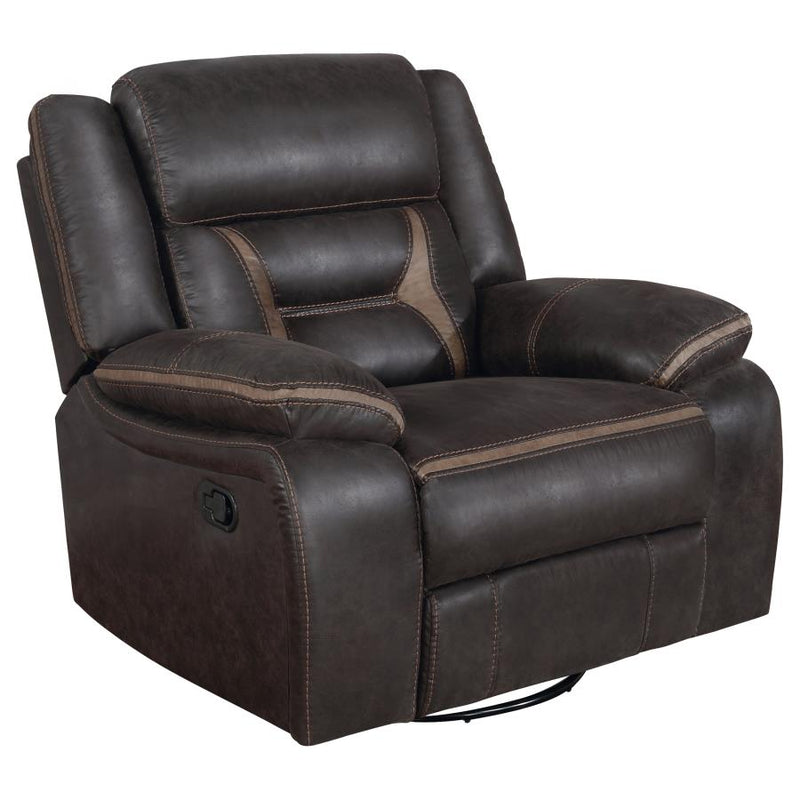 Greer Upholstered Swivel Glider Recliner Chair Brown-zoom-