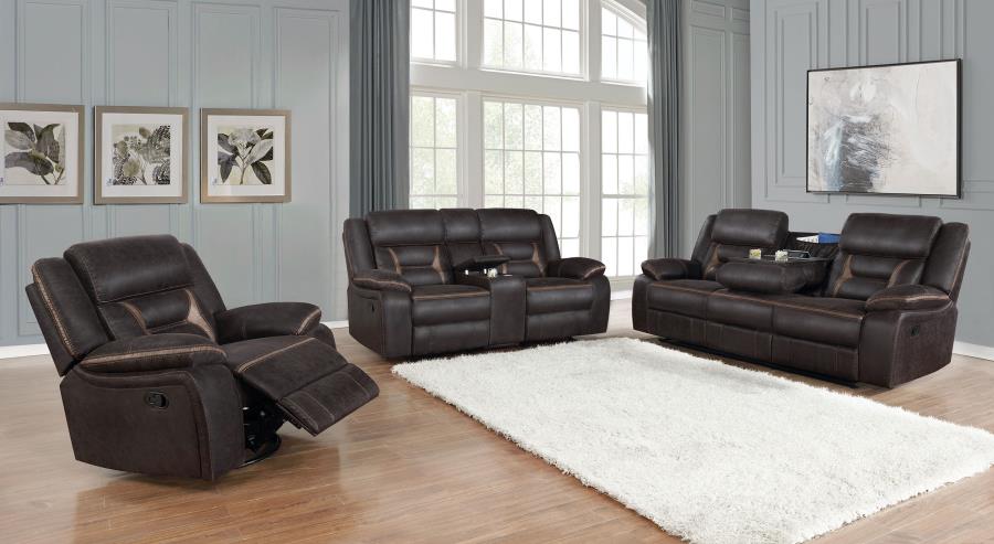 Greer Upholstered Swivel Glider Recliner Chair Brown-zoom-9