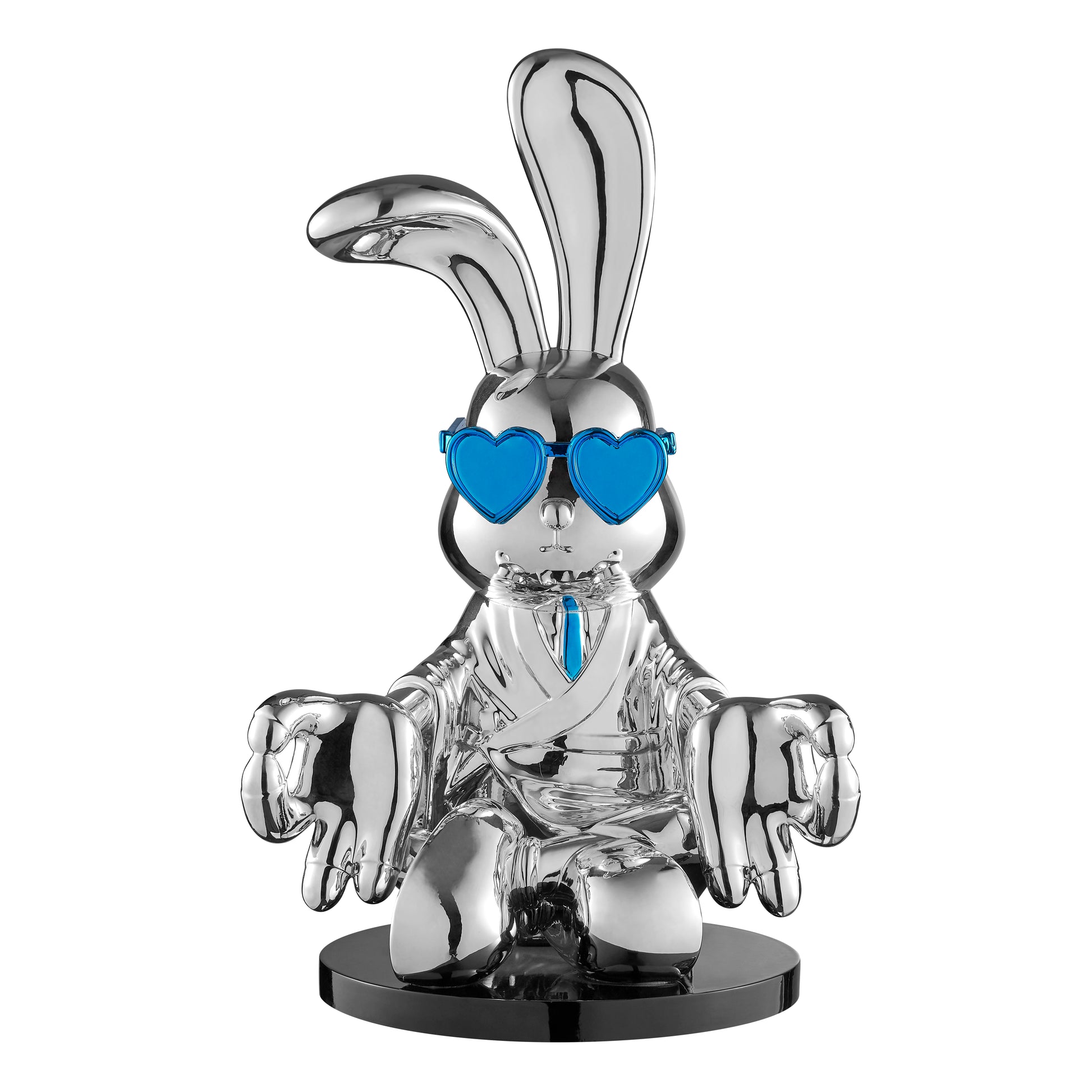 Sitting Rabbit with Blue Tie and Glasses-1
