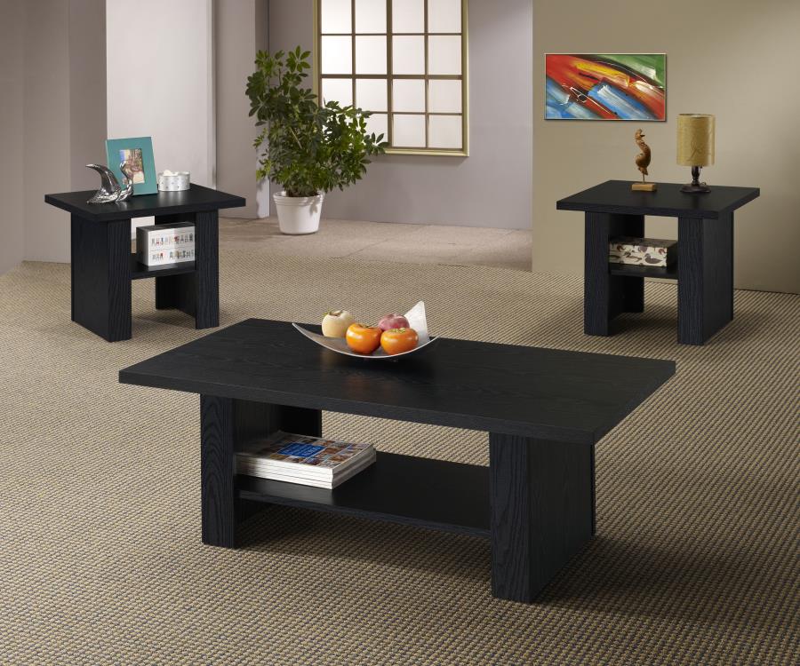 Rodez 3-piece Engineered Wood Coffee Table Set Black-zoom-1