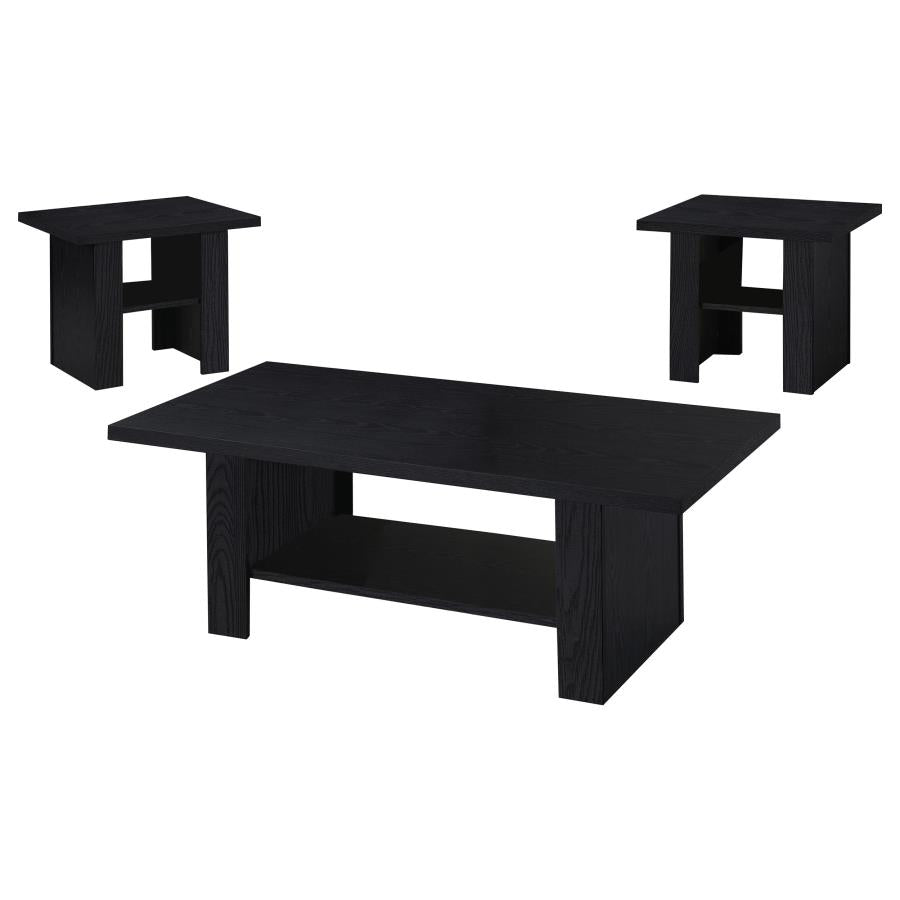 Rodez 3-piece Engineered Wood Coffee Table Set Black-zoom-2