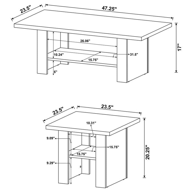 Rodez 3-piece Engineered Wood Coffee Table Set Black-zoom-