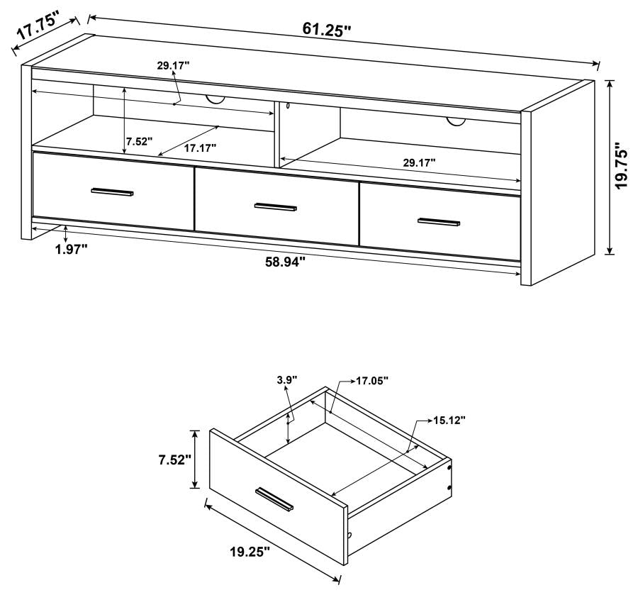 Alton 3-drawer Engineered Wood 61-inch TV Stand Black Oak-zoom-10
