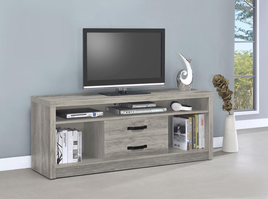 Burke 2-drawer Engineered Wood 59-inch TV Stand Grey Driftwood-2