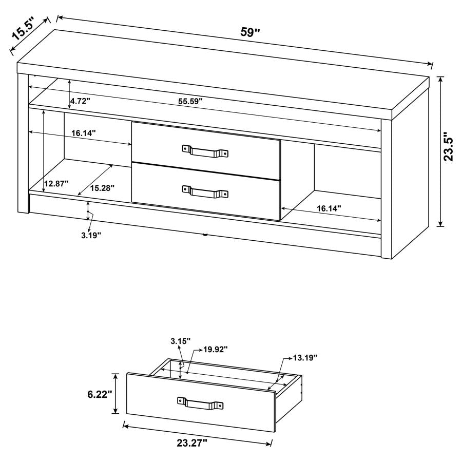 Burke 2-drawer Engineered Wood 59-inch TV Stand Grey Driftwood-10
