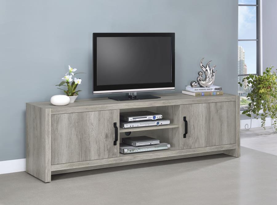 Burke 2-door Engineered Wood 71-inch TV Stand Grey Driftwood-zoom-2