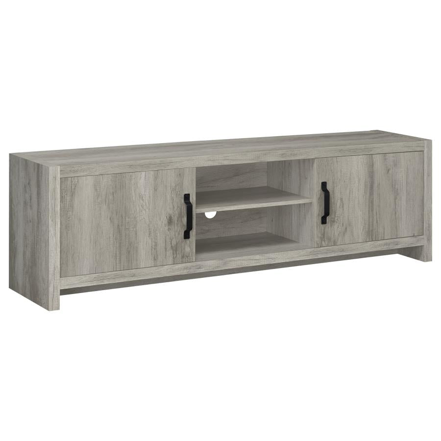 Burke 2-door Engineered Wood 71-inch TV Stand Grey Driftwood-1