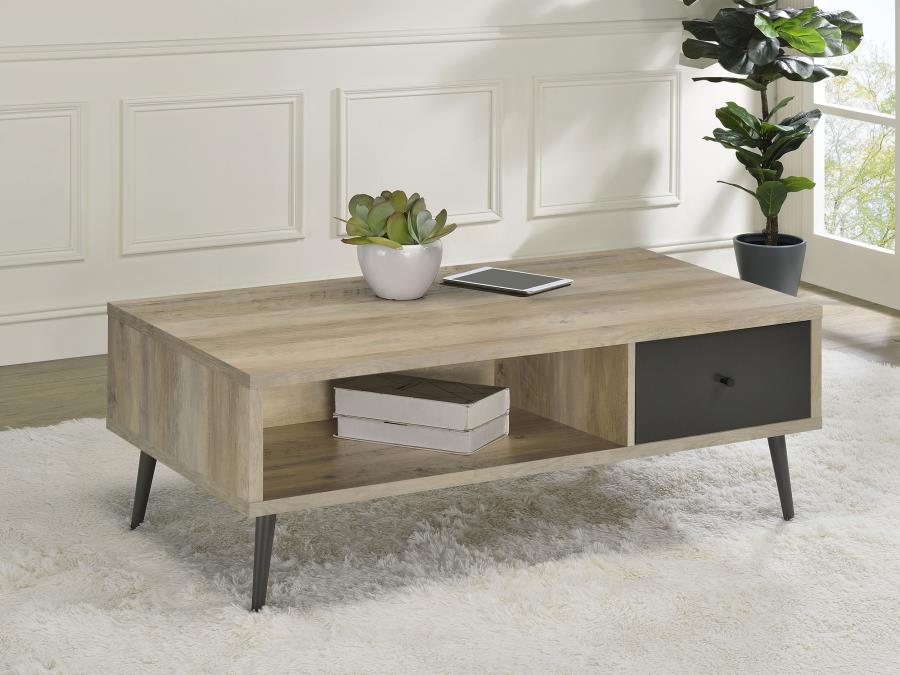 Welsh 1-drawer Engineered Wood Coffee Table Distressed Pine-2