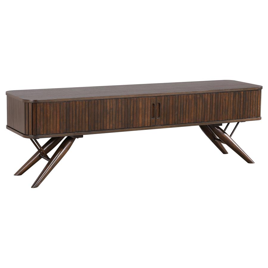 Valna Wood 71-inch TV Stand with Sliding Doors Walnut-zoom-3