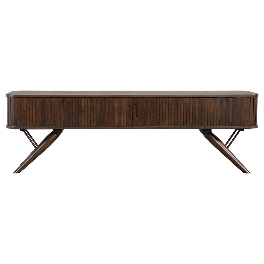 Valna Wood 71-inch TV Stand with Sliding Doors Walnut-4