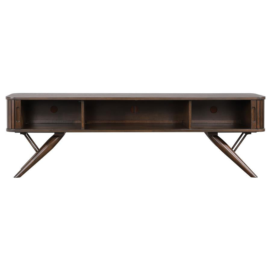 Valna Wood 71-inch TV Stand with Sliding Doors Walnut-zoom-5