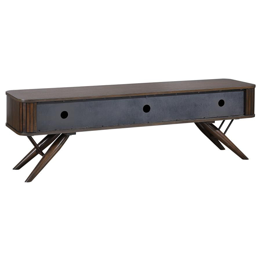 Valna Wood 71-inch TV Stand with Sliding Doors Walnut-6