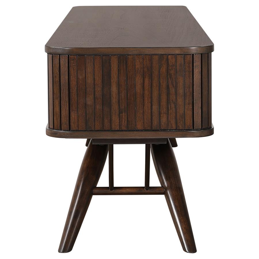 Valna Wood 71-inch TV Stand with Sliding Doors Walnut-7