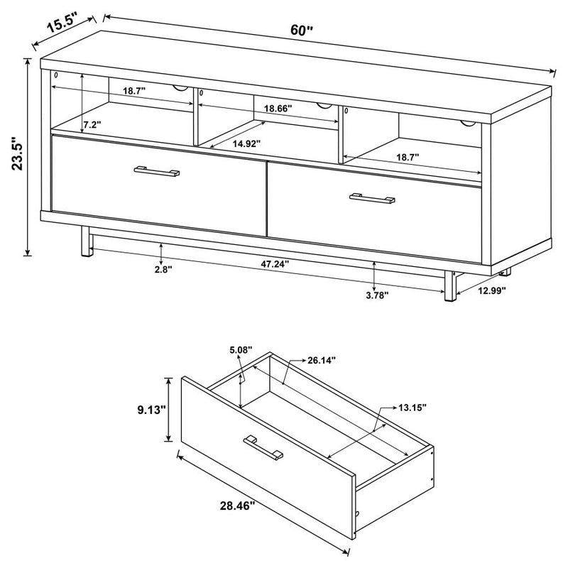 Casey 2-drawer Engineered Wood 60-inch TV Stand White-zoom-