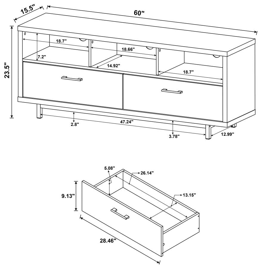 Casey 2-drawer Engineered Wood 60-inch TV Stand Cappuccino-zoom-4