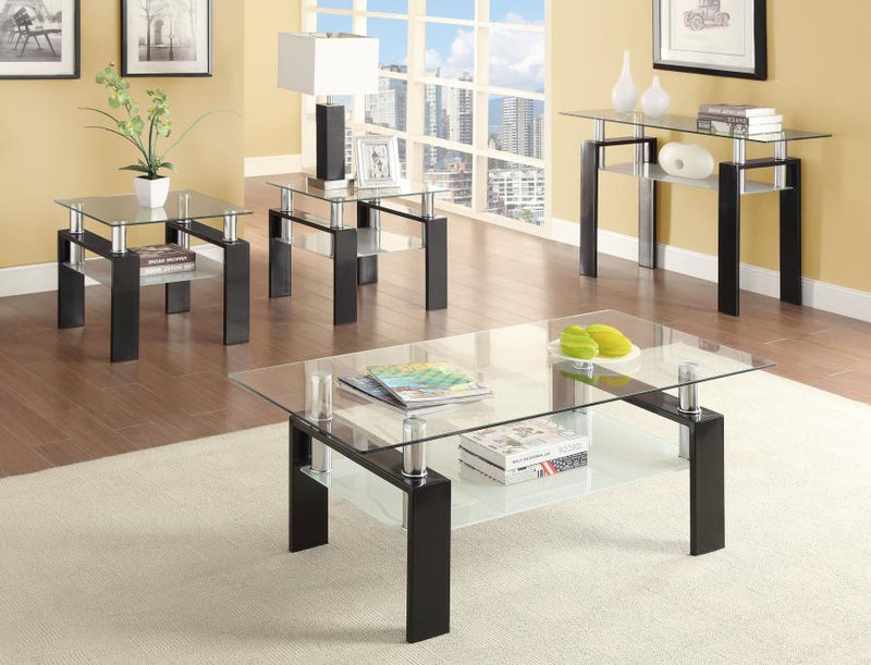 Dyer 1-shelf Square Glass Top Side End Table Black-zoom-