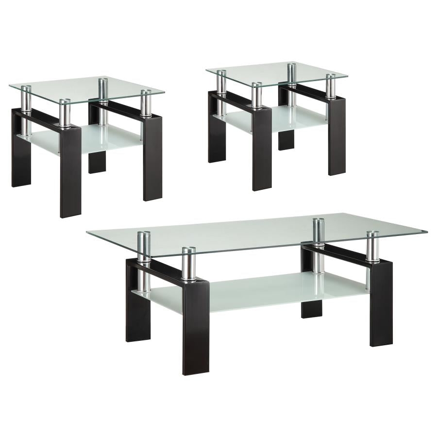 Dyer 3-piece Rectangular Coffee and End Table Set Black-2