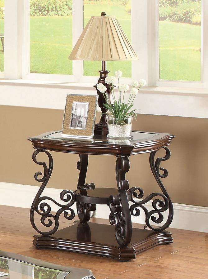 Laney 1-shelf Glass Top Rectangular End Table Deep Merlot-zoom-