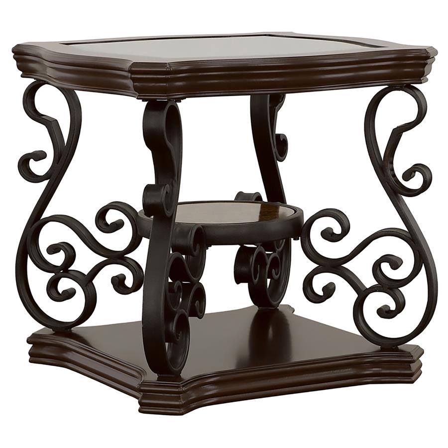 Laney 1-shelf Glass Top Rectangular End Table Deep Merlot-1