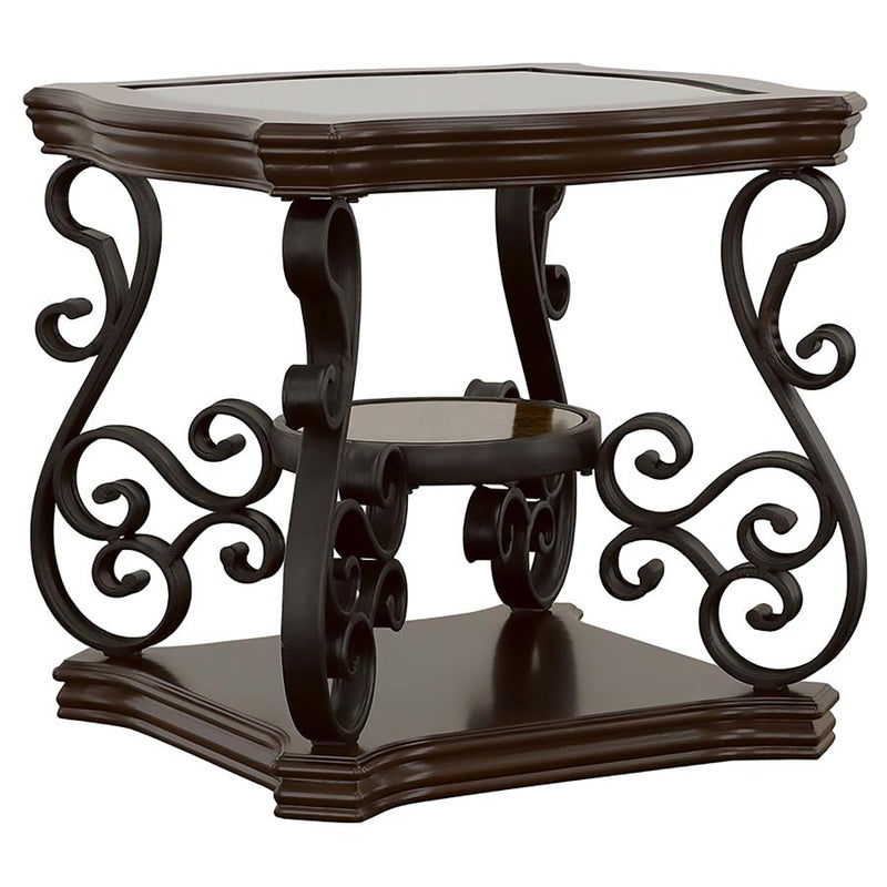 Laney 1-shelf Glass Top Rectangular End Table Deep Merlot-zoom-
