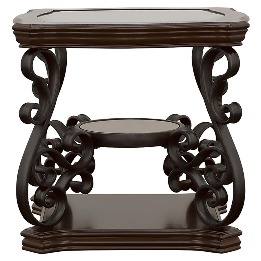 Laney 1-shelf Glass Top Rectangular End Table Deep Merlot-zoom-3