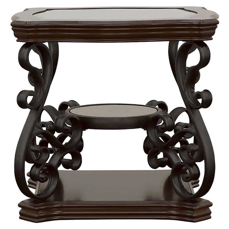 Laney 1-shelf Glass Top Rectangular End Table Deep Merlot-zoom-
