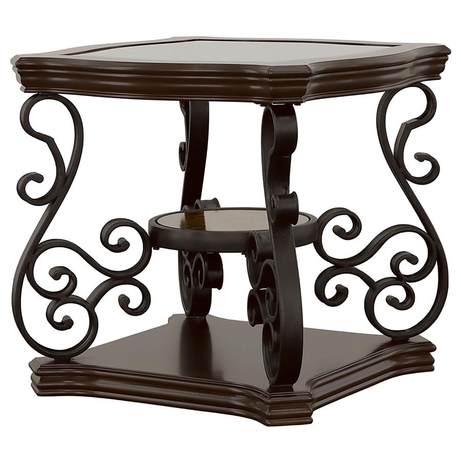 Laney 1-shelf Glass Top Rectangular End Table Deep Merlot-4