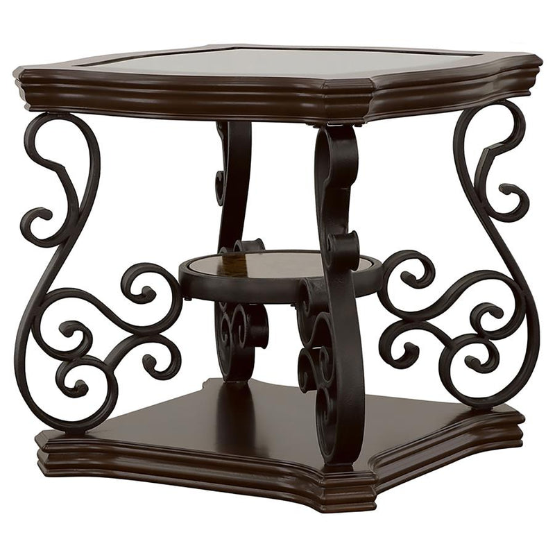 Laney 1-shelf Glass Top Rectangular End Table Deep Merlot-zoom-