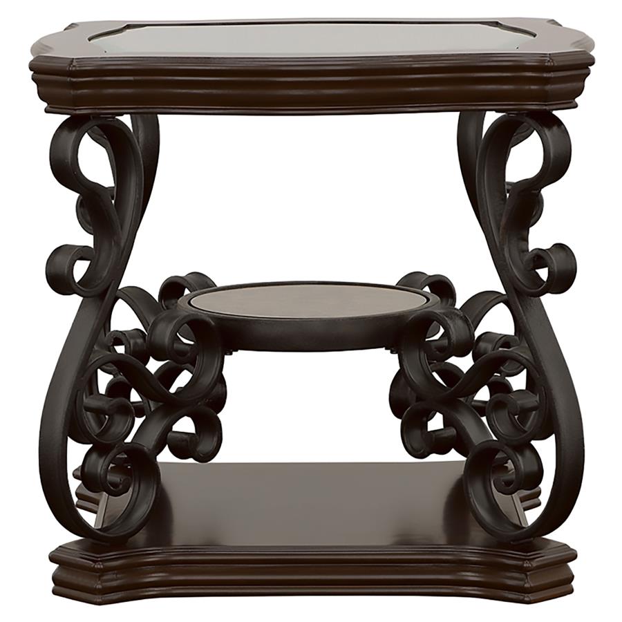 Laney 1-shelf Glass Top Rectangular End Table Deep Merlot-5
