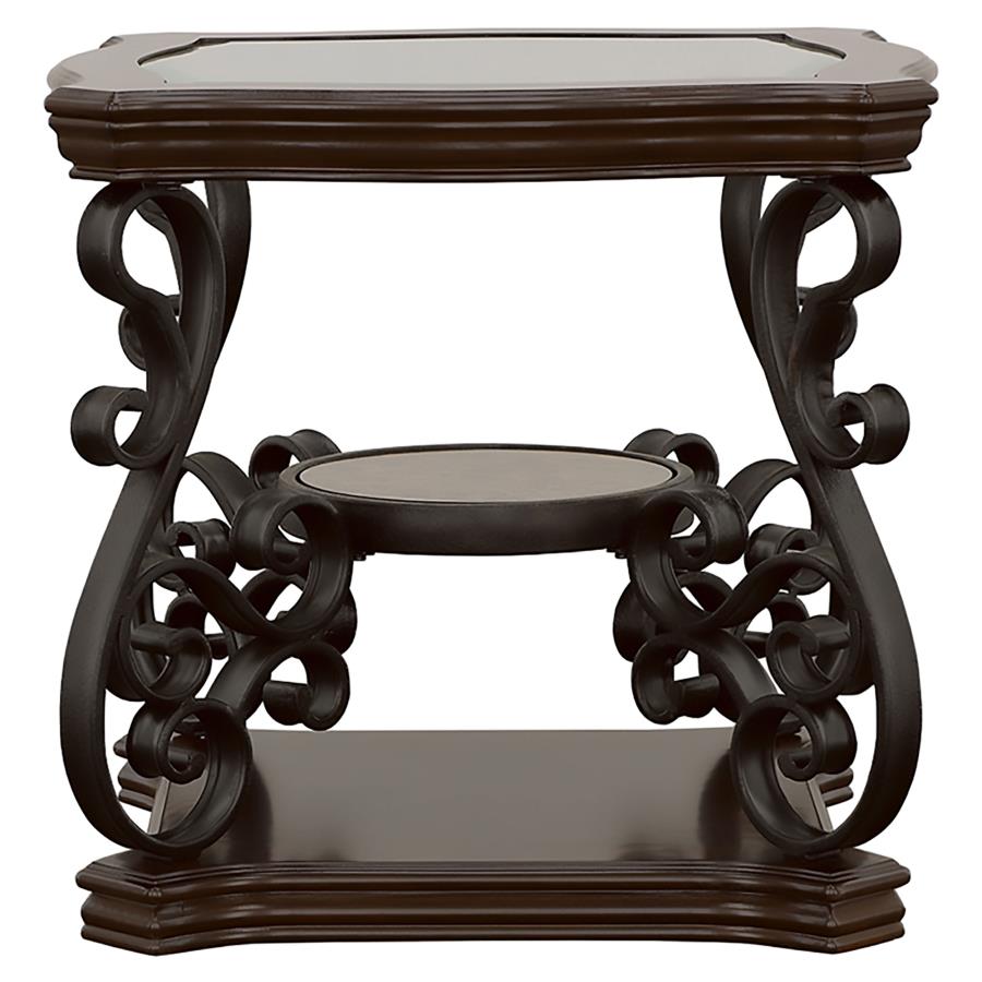 Laney 1-shelf Glass Top Rectangular End Table Deep Merlot-6