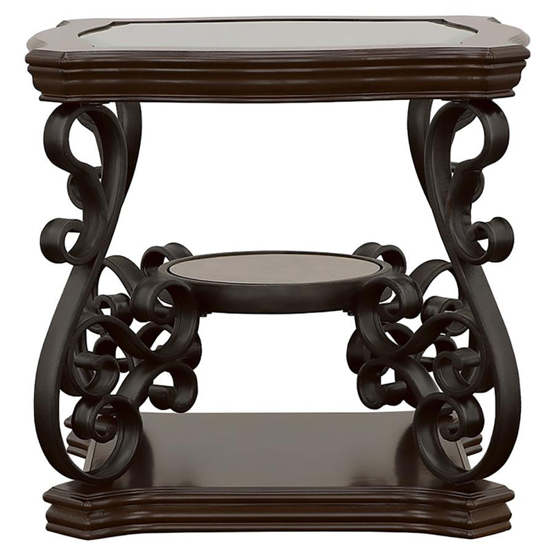 Laney 1-shelf Glass Top Rectangular End Table Deep Merlot-zoom-