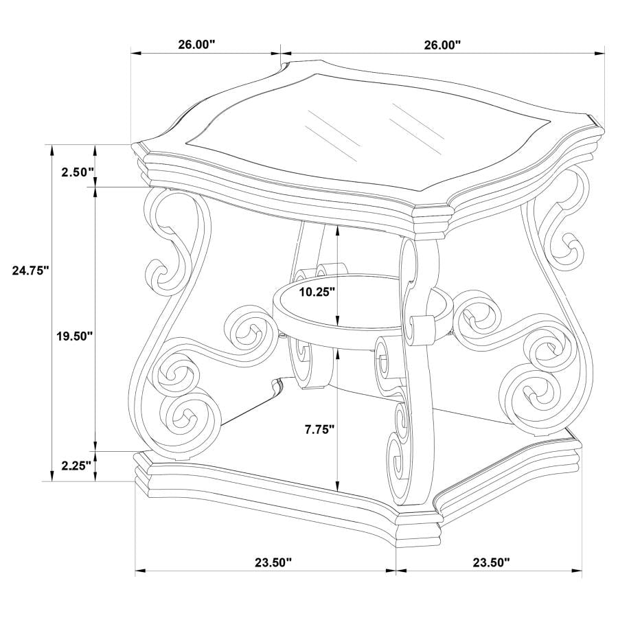 Laney 1-shelf Glass Top Rectangular End Table Deep Merlot-zoom-9