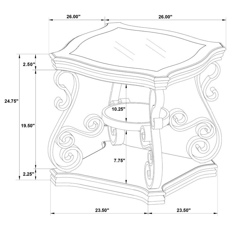 Laney 1-shelf Glass Top Rectangular End Table Deep Merlot-zoom-