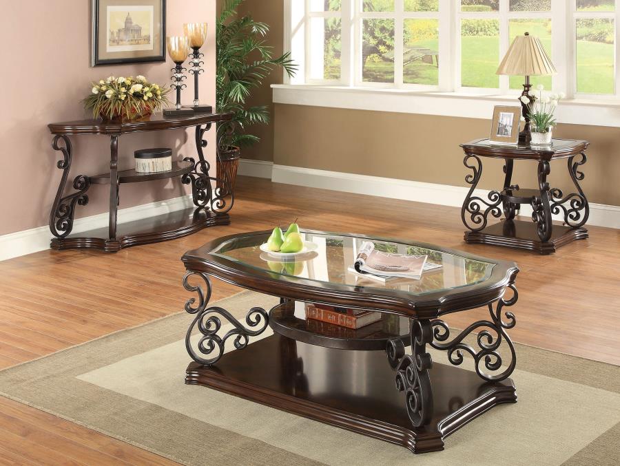 Laney 1-shelf Glass Top Rectangular End Table Deep Merlot-10