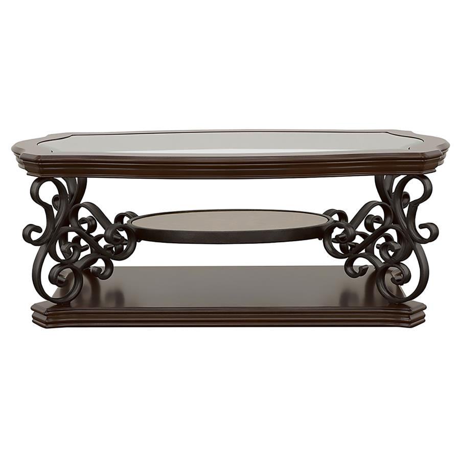 Laney 1-shelf Glass Top Rectangular Coffee Table Deep Merlot-zoom-3