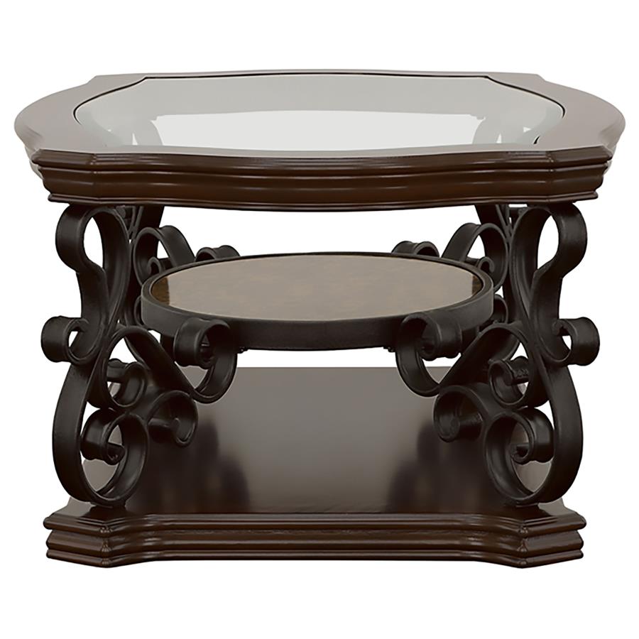 Laney 1-shelf Glass Top Rectangular Coffee Table Deep Merlot-5