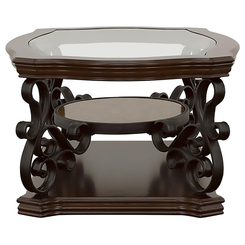Laney 1-shelf Glass Top Rectangular Coffee Table Deep Merlot-zoom-