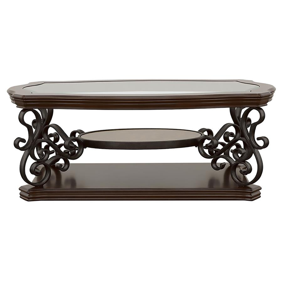 Laney 1-shelf Glass Top Rectangular Coffee Table Deep Merlot-6