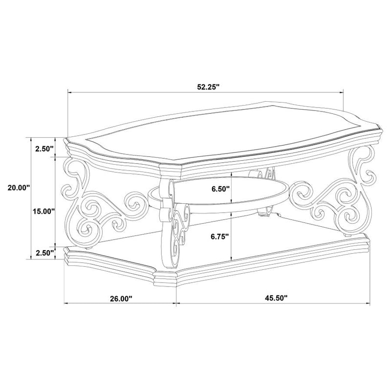 Laney 1-shelf Glass Top Rectangular Coffee Table Deep Merlot-zoom-