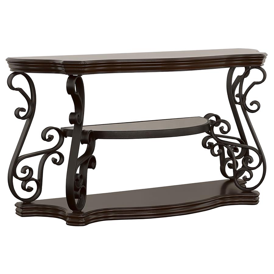 Laney Scrollwork Entryway Sofa Console Table Deep Merlot-1