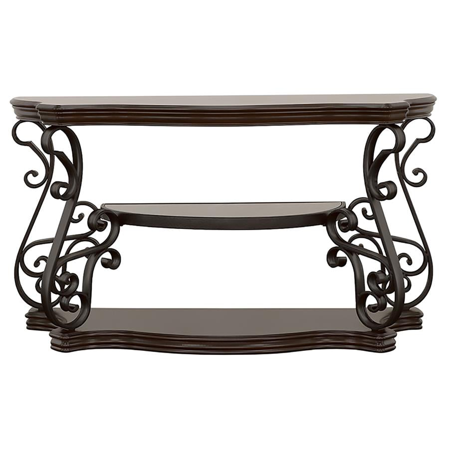 Laney Scrollwork Entryway Sofa Console Table Deep Merlot-zoom-3