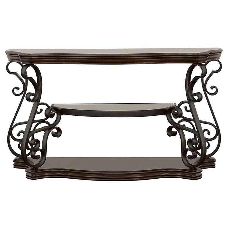 Laney Scrollwork Entryway Sofa Console Table Deep Merlot-zoom-