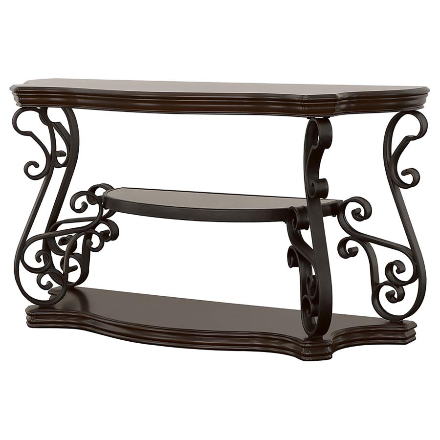 Laney Scrollwork Entryway Sofa Console Table Deep Merlot-4