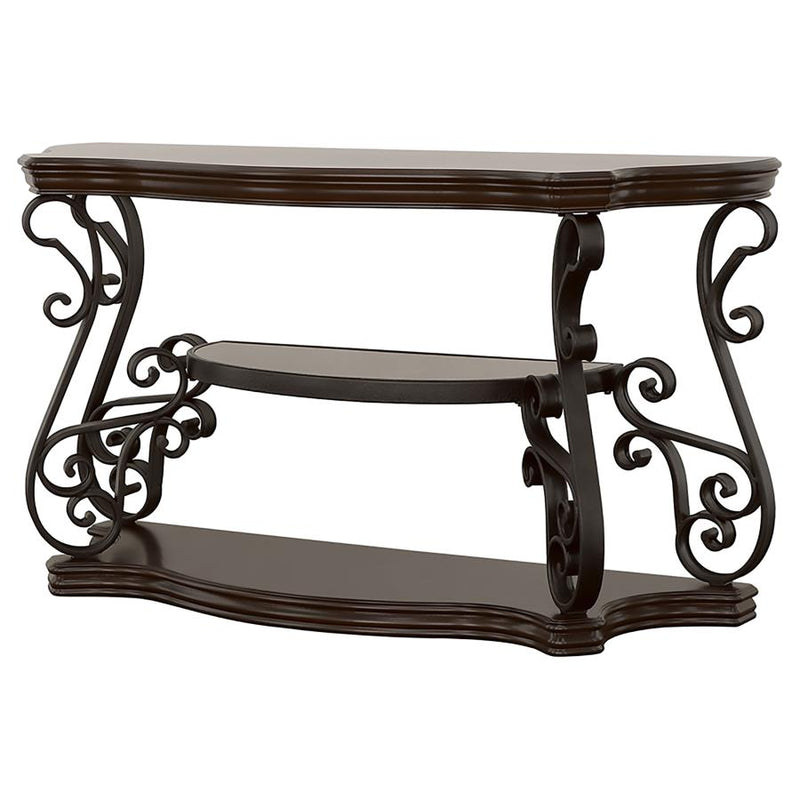 Laney Scrollwork Entryway Sofa Console Table Deep Merlot-zoom-