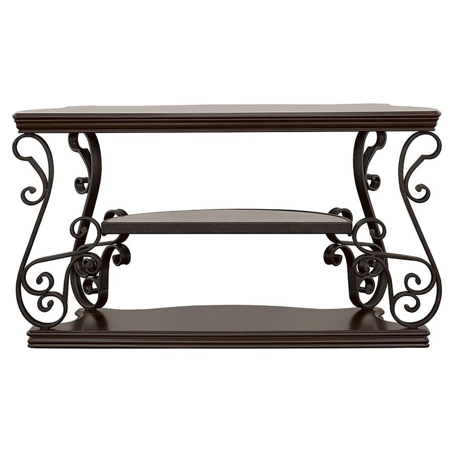 Laney Scrollwork Entryway Sofa Console Table Deep Merlot-6
